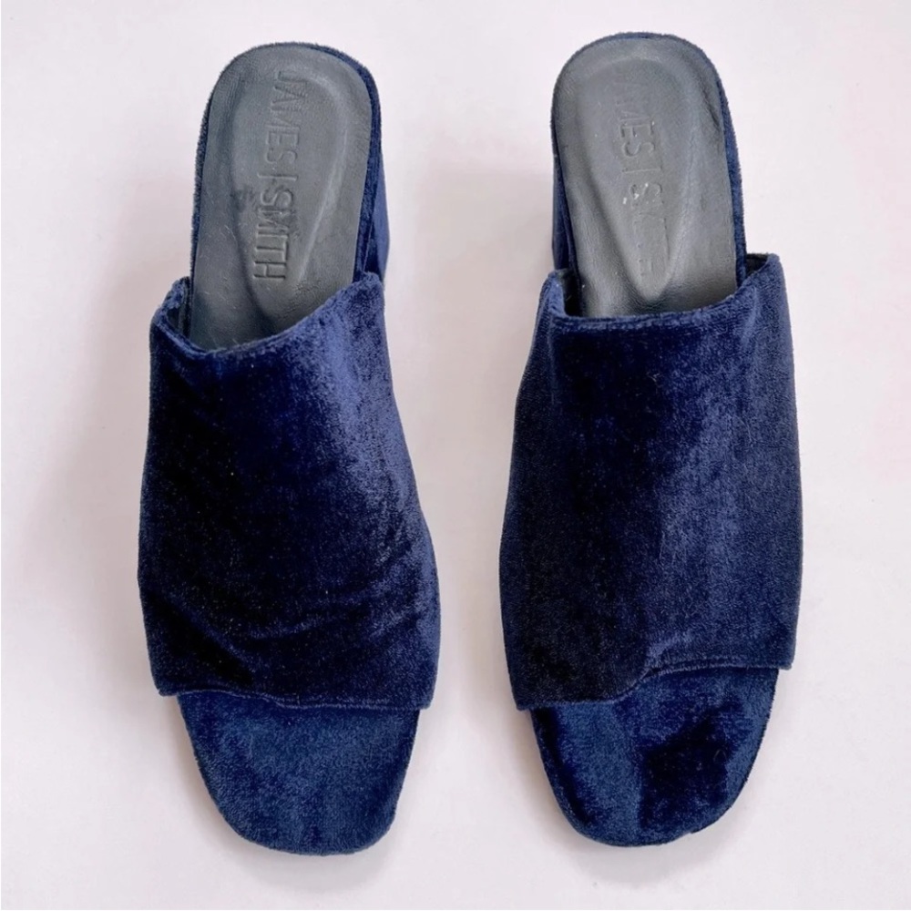 James Smith velvet mules